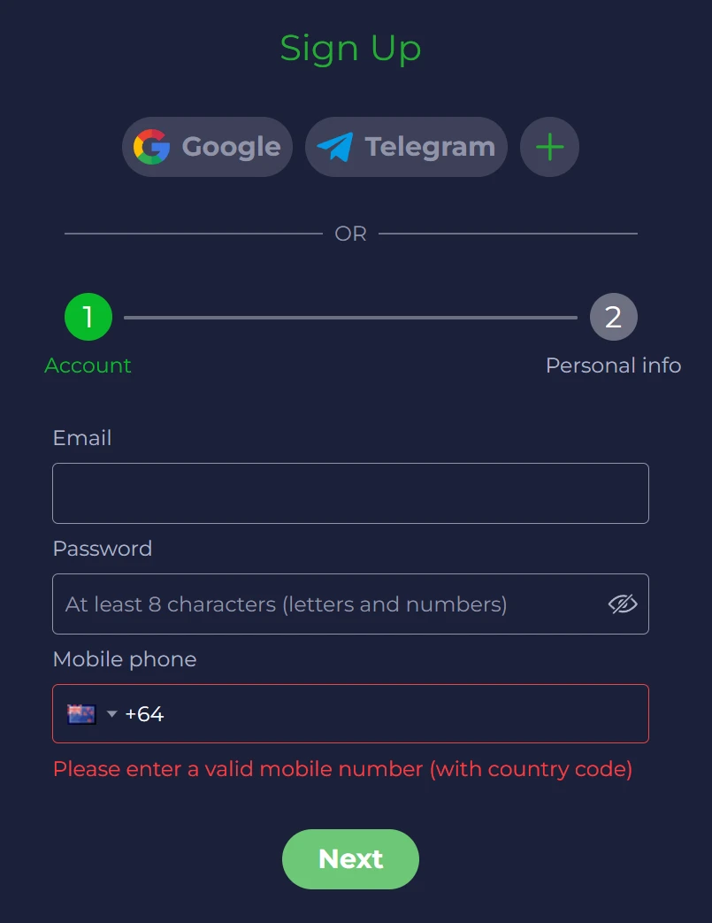 Registration and verification in Ramenbet